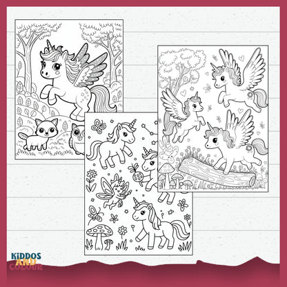 Magical Unicorn Adventure – 35 Unicorn Colouring Pages for Kids | Printable Fantasy Colouring Pages | Cute Unicorns, Creatures and Nature