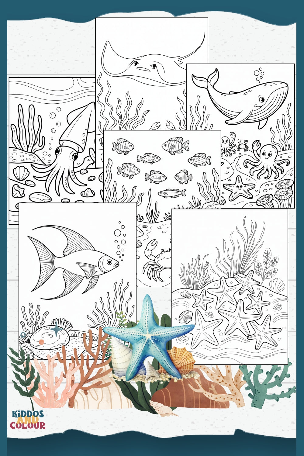 80 Under the Sea Colouring Pages for Kids aged 5-10 | Educational Ocean Activity Printable | Coral Reef