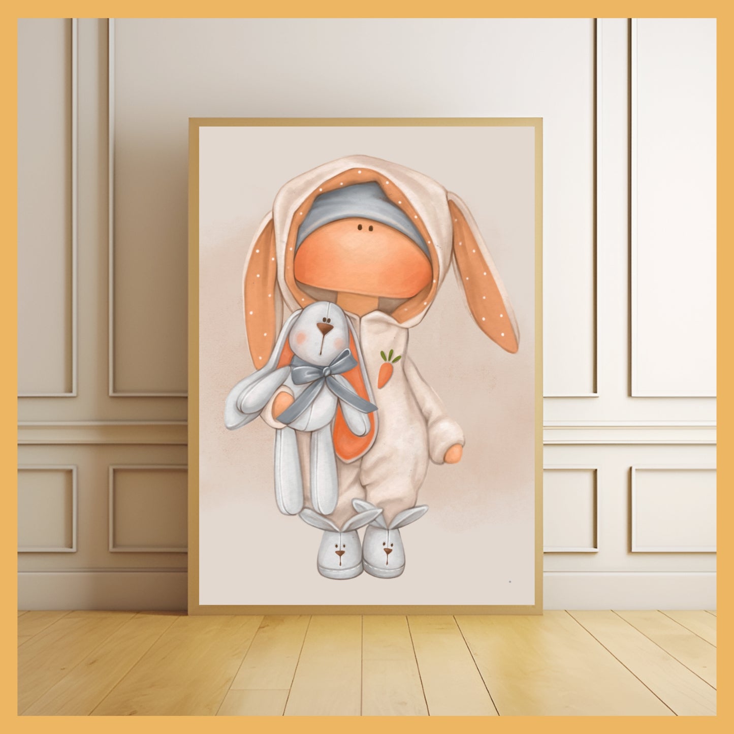 Printable Wall Art – "Cute Sleepyhead" | Tilda Doll Bunny Nursery Print | Baby Room Decor | Digital Download