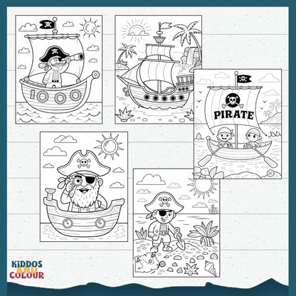 Pirate Adventure Colouring Pages: Kids Printable Activity Book (PDF Download)