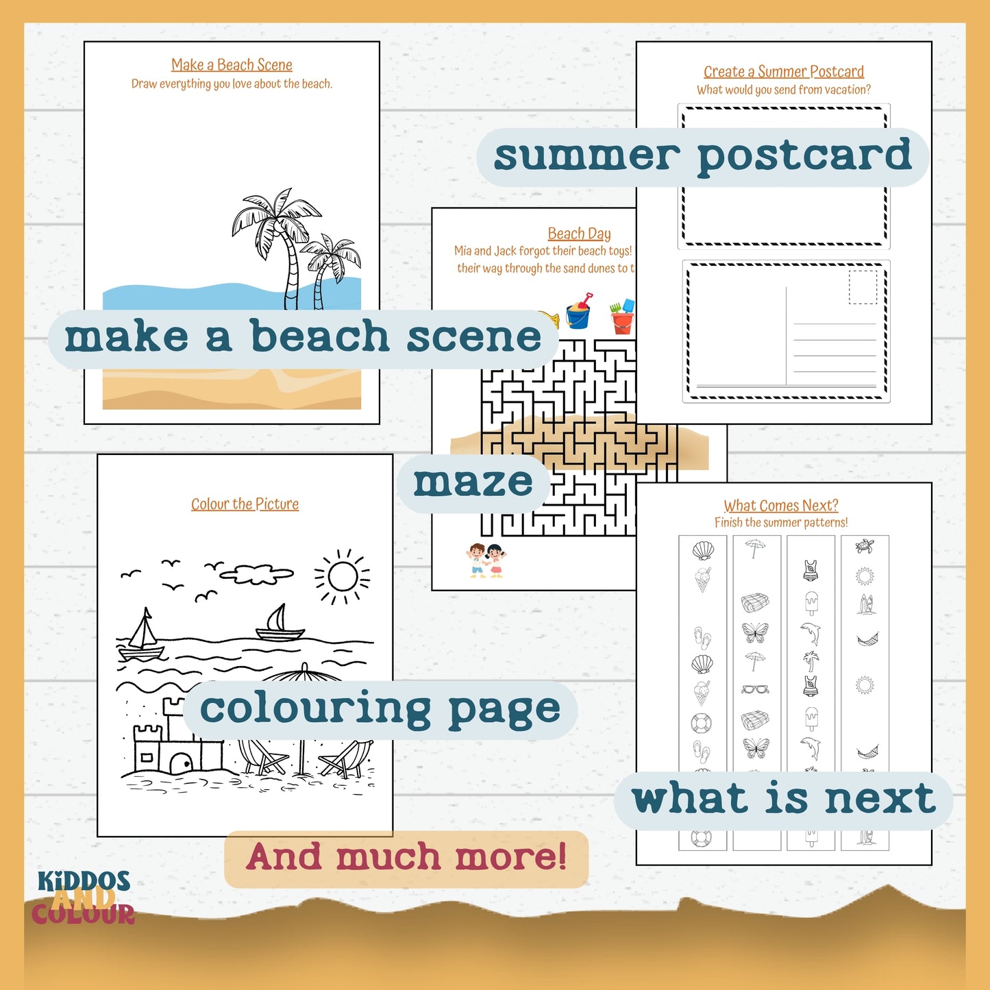 Summer Activity Book for Kids – 60 Fun Printable Pages with Colouring, Mazes, Word Searches, Puzzles & More | Instant Download