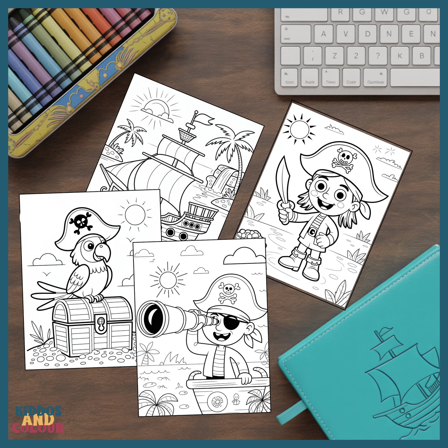 Pirate Adventure Colouring Pages: Kids Printable Activity Book (PDF Download)