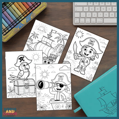 Pirate Adventure Colouring Pages: Kids Printable Activity Book (PDF Download)