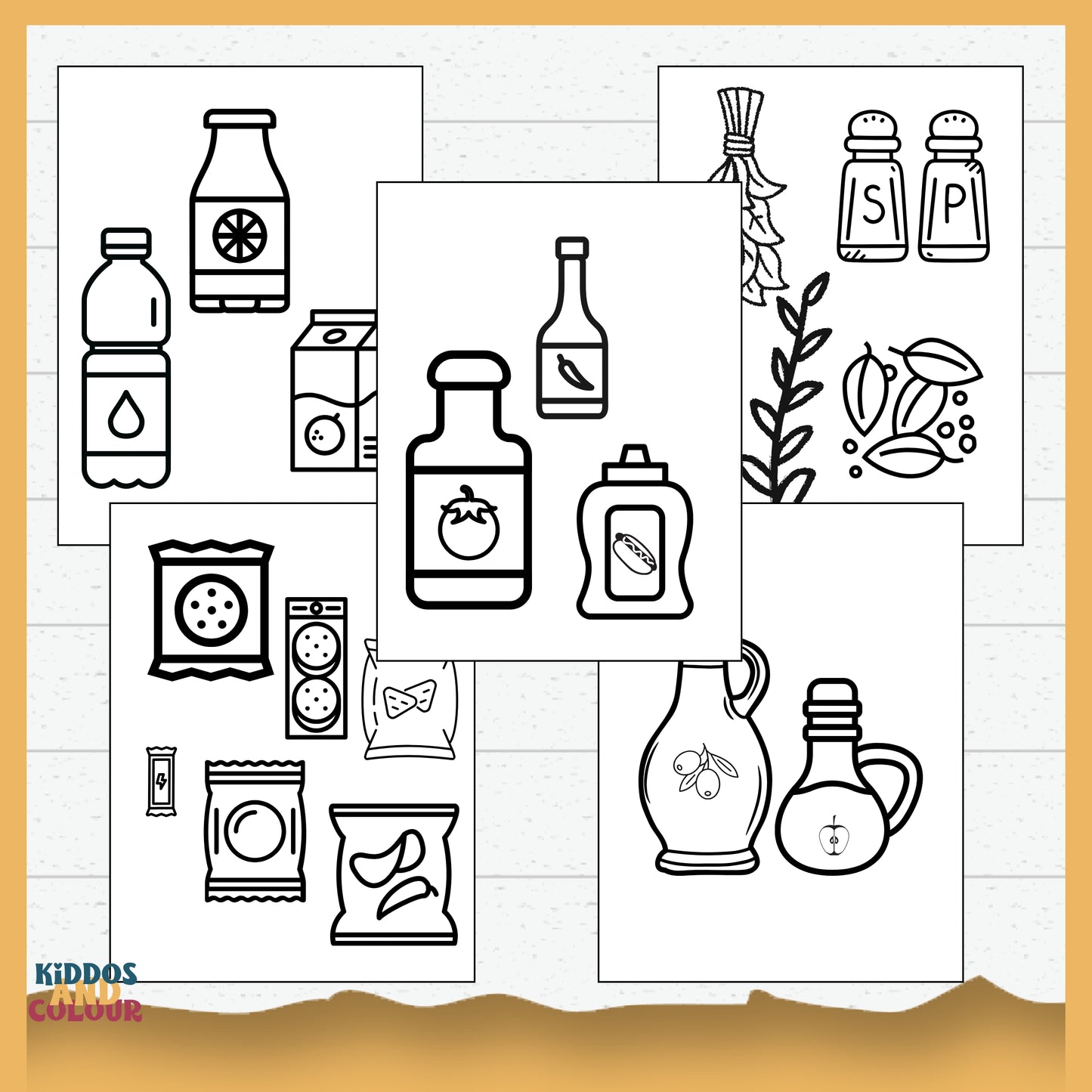 Supermarket Printable Colouring Sheets for Toddlers - Bold & Easy Preschool Activity Book