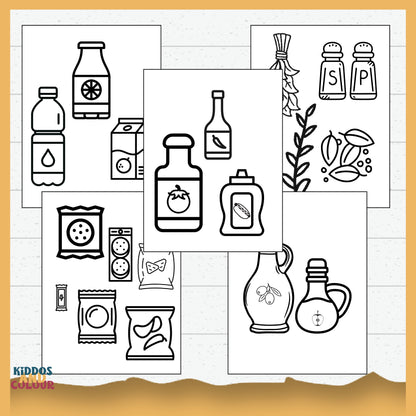 Supermarket Printable Colouring Sheets for Toddlers - Bold & Easy Preschool Activity Book