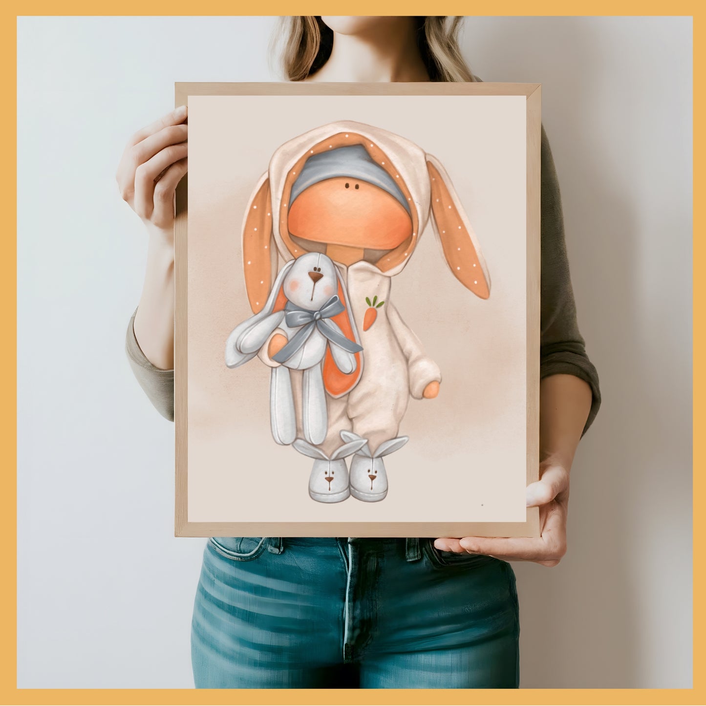 Printable Wall Art – "Cute Sleepyhead" | Tilda Doll Bunny Nursery Print | Baby Room Decor | Digital Download