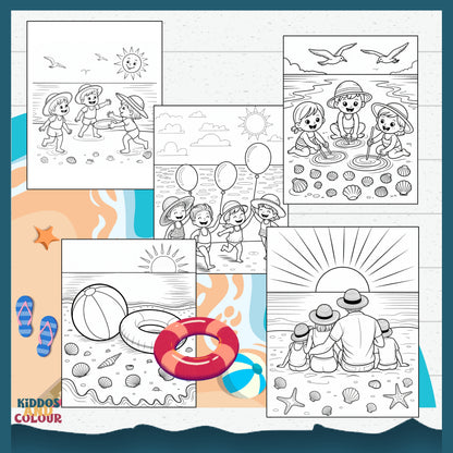 30 Summer Colouring Book for Kids | Beach, Water, Sand, Family Activities, Summer Holiday | Instant Download