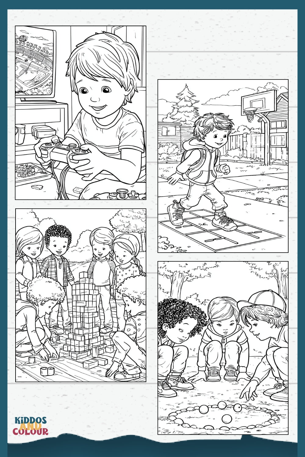 55 Sports & Games Colouring Book for Kids and Teens | Printable Activity | High-Detail Digital Download
