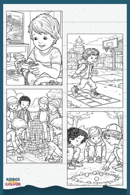 55 Sports & Games Colouring Book for Kids and Teens | Printable Activity | High-Detail Digital Download
