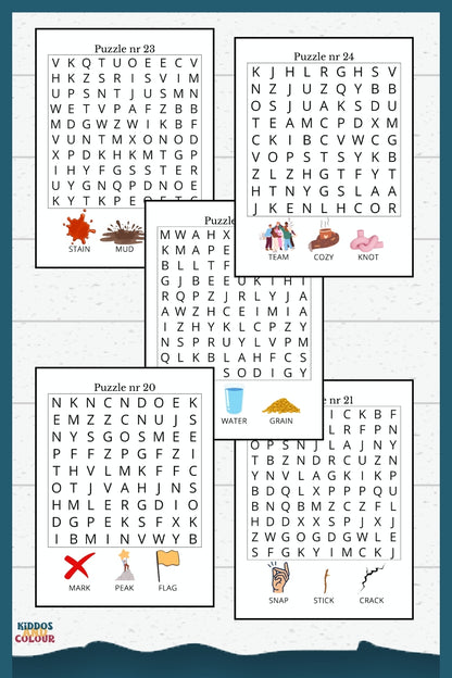 Camping Picture Word Search Puzzles for Kids - Printable Activity Book with Solutions