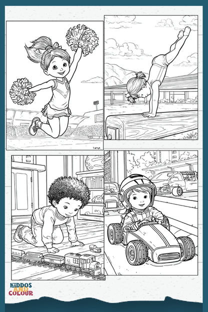 55 Sports & Games Colouring Book for Kids and Teens | Printable Activity | High-Detail Digital Download