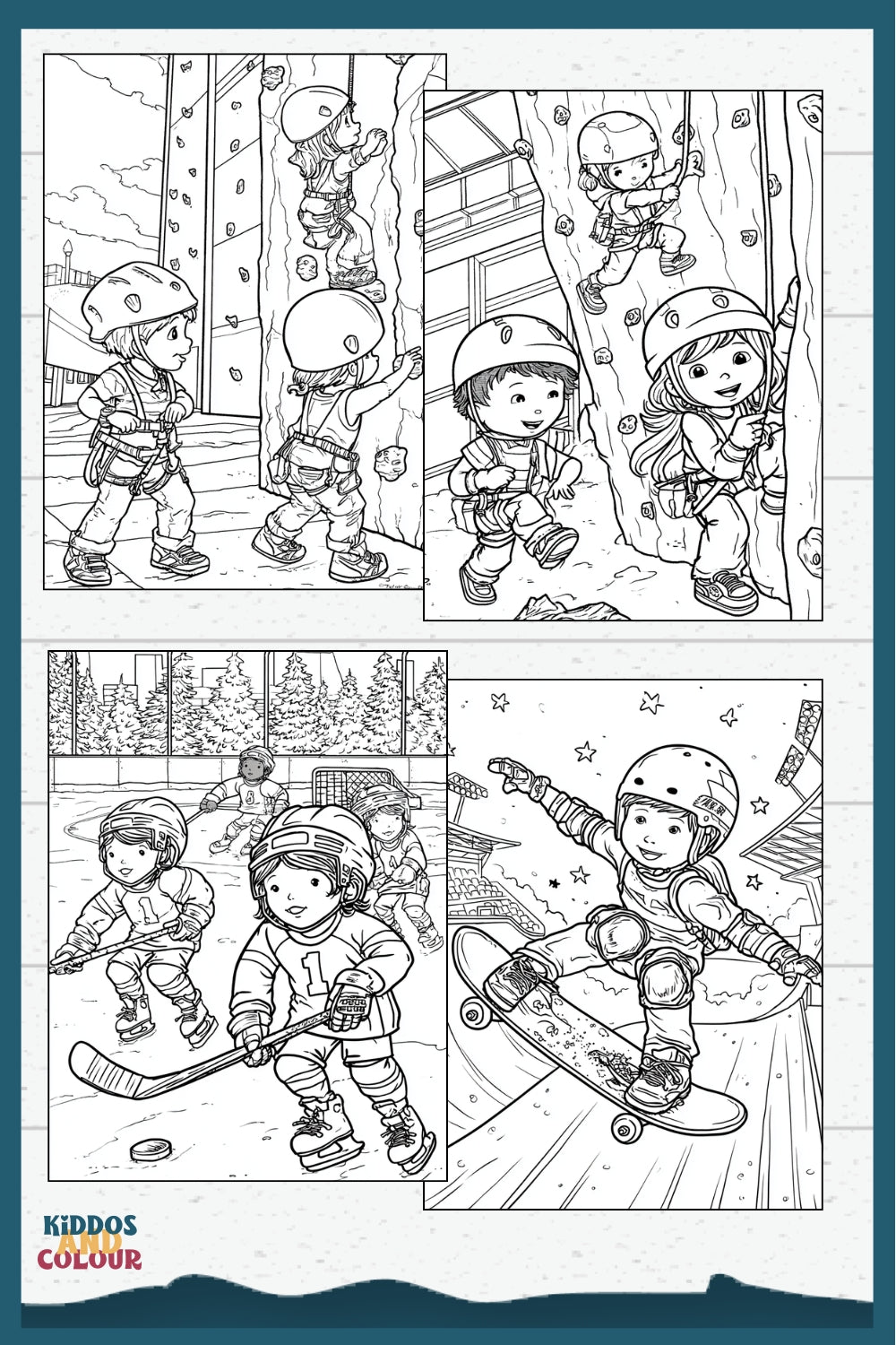 55 Sports & Games Colouring Book for Kids and Teens | Printable Activity | High-Detail Digital Download