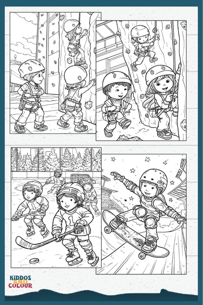55 Sports & Games Colouring Book for Kids and Teens | Printable Activity | High-Detail Digital Download