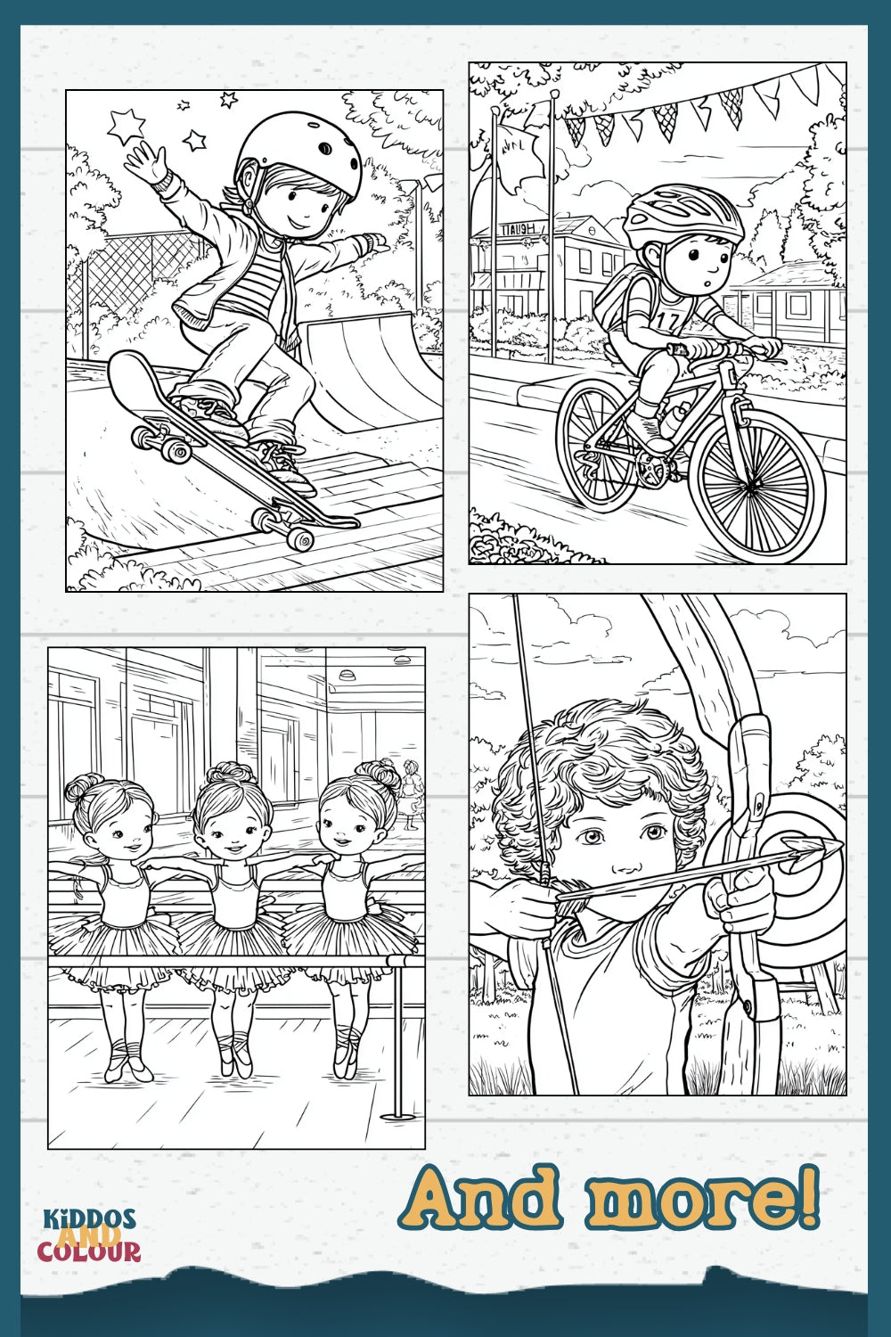 55 Sports & Games Colouring Book for Kids and Teens | Printable Activity | High-Detail Digital Download