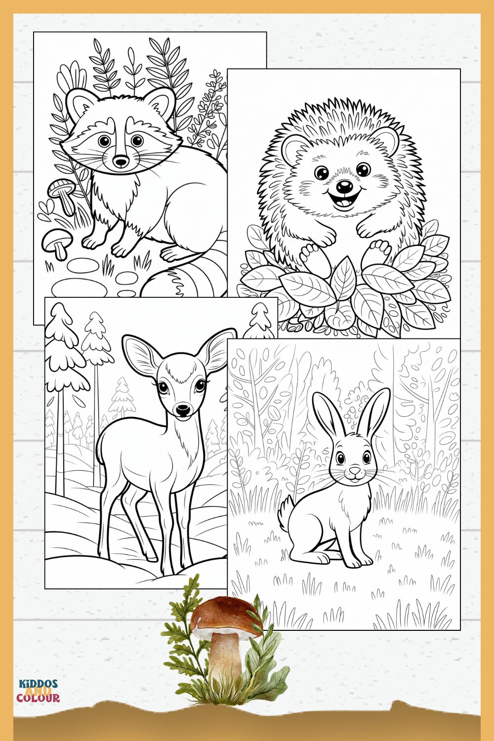 50 Woodland Animals Colouring Pages for Kids 4-12 – Printable – Deer, Fox, Owl, Squirrel, Nature Activity – Instant Download
