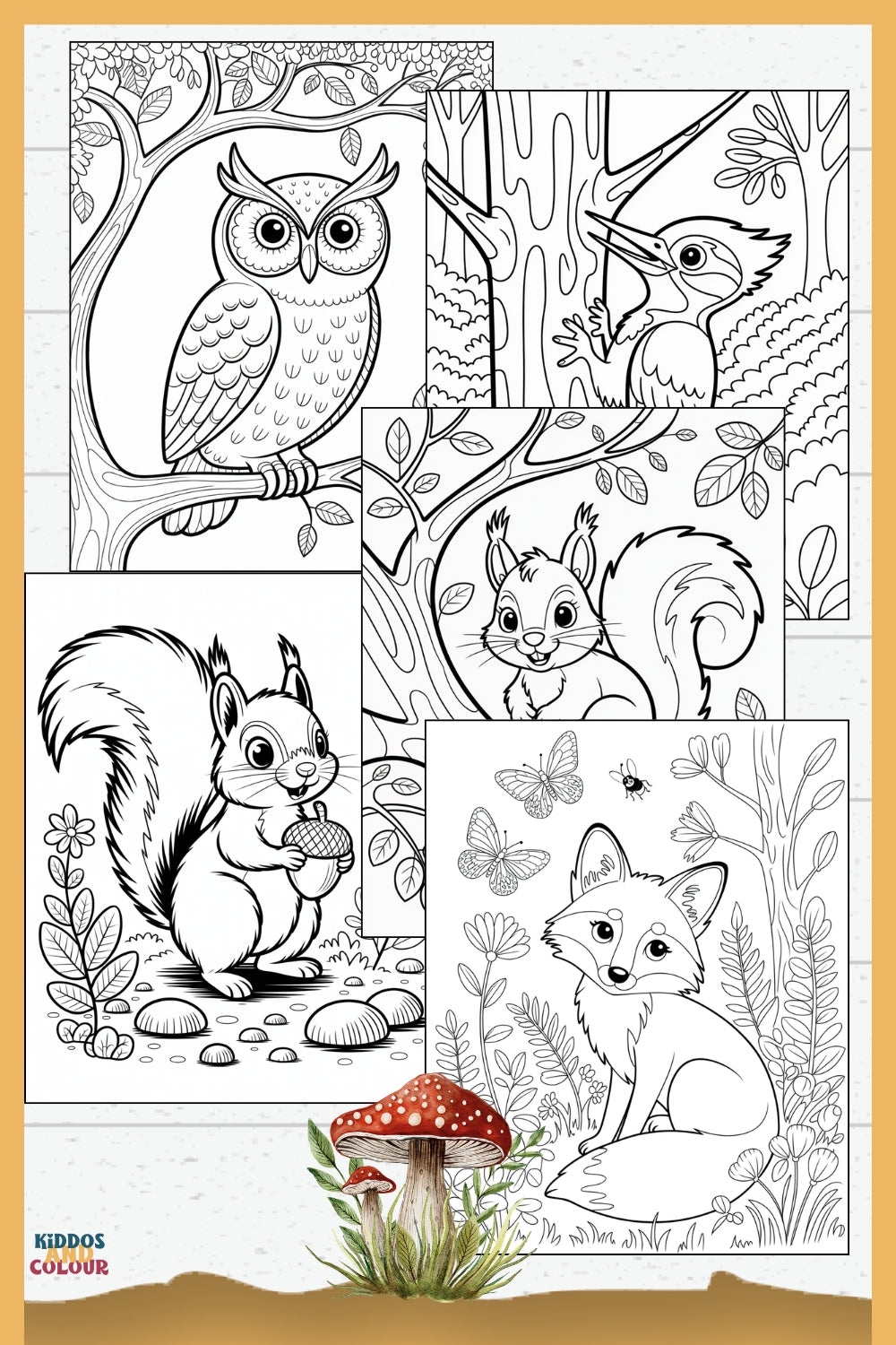 50 Woodland Animals Colouring Pages for Kids 4-12 – Printable – Deer, Fox, Owl, Squirrel, Nature Activity – Instant Download