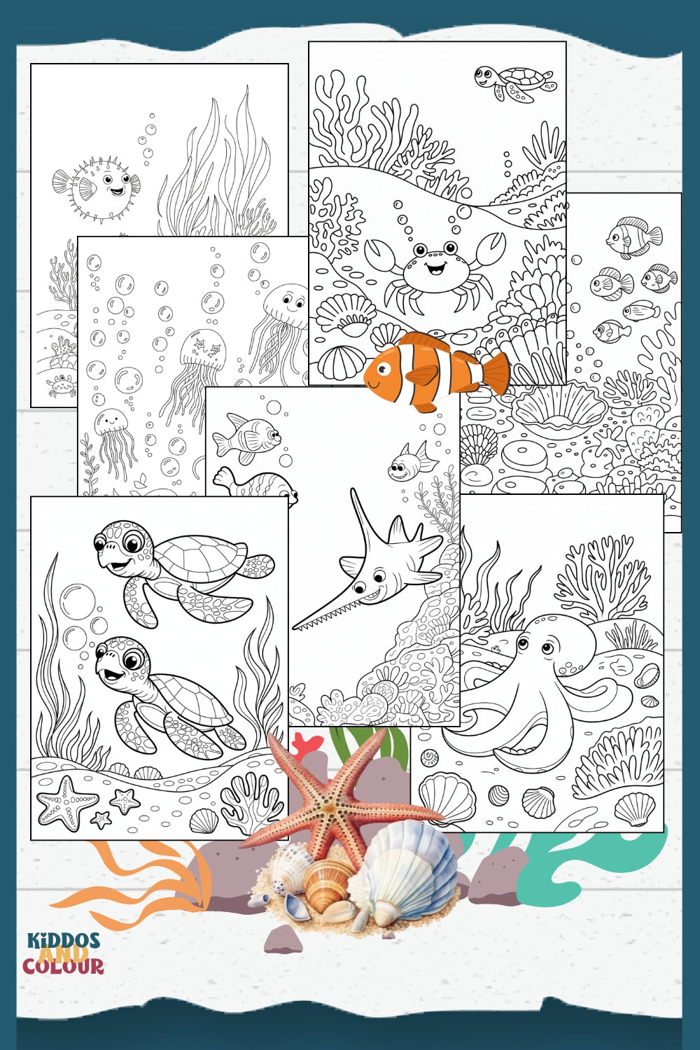 80 Under the Sea Colouring Pages for Kids aged 5-10 | Educational Ocean Activity Printable | Coral Reef