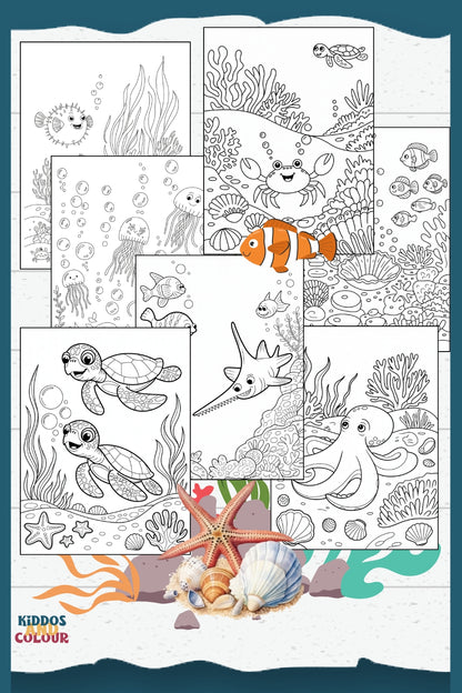 80 Under the Sea Colouring Pages for Kids aged 5-10 | Educational Ocean Activity Printable | Coral Reef