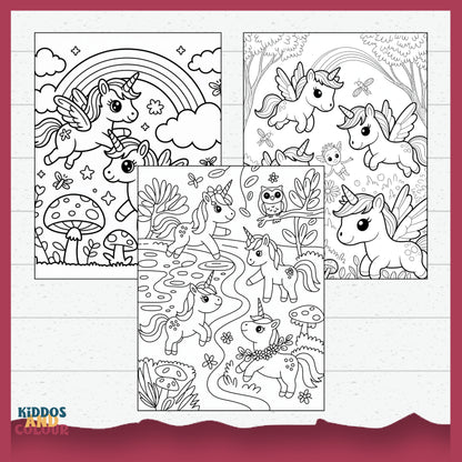 Magical Unicorn Adventure – 35 Unicorn Colouring Pages for Kids | Printable Fantasy Colouring Pages | Cute Unicorns, Creatures and Nature