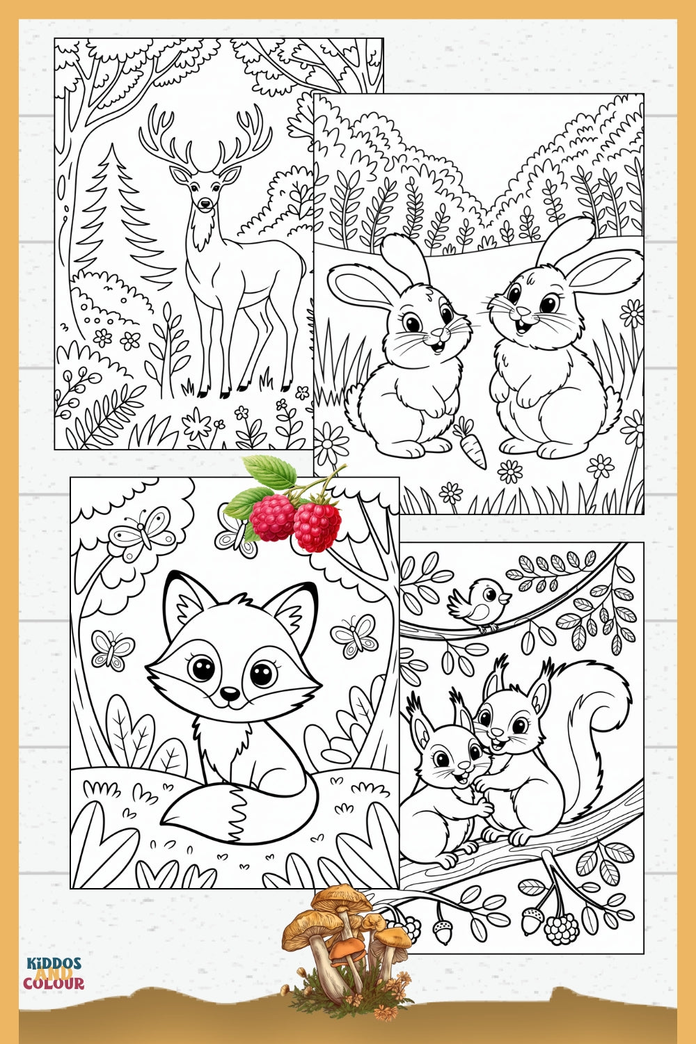 50 Woodland Animals Colouring Pages for Kids 4-12 – Printable – Deer, Fox, Owl, Squirrel, Nature Activity – Instant Download