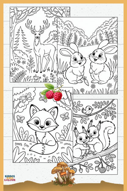 50 Woodland Animals Colouring Pages for Kids 4-12 – Printable – Deer, Fox, Owl, Squirrel, Nature Activity – Instant Download