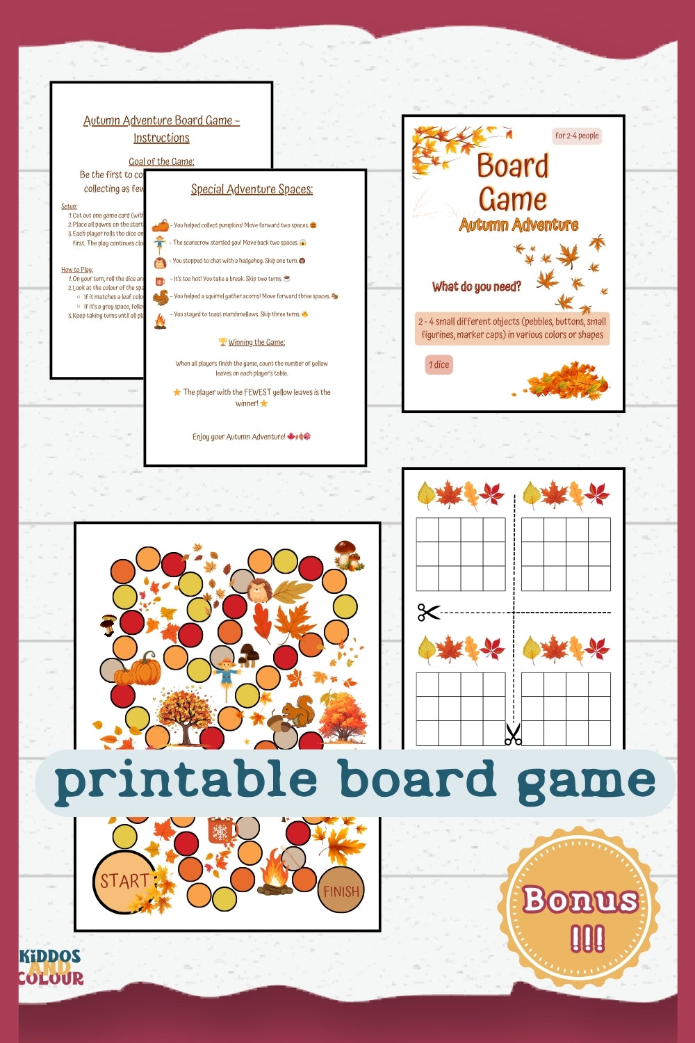 Autumn Activity Book for Kids: Fall Printable Workbook (Instant Download)