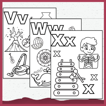 Alphabet Colouring Pages for Toddlers, Pre-schoolers Learning Activity Pages