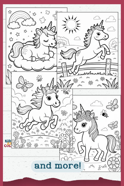 50 Unicorn Colouring Pages: Magical Colouring Book for Kids Ages 4-8 (Digital Download)