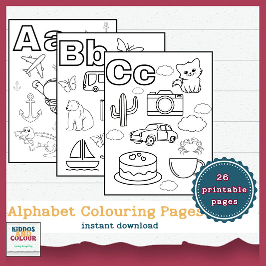 Alphabet Colouring Pages for Toddlers, Pre-schoolers Learning Activity Pages