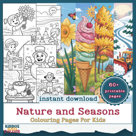Nature & Seasons Colouring Book for Kids: Printable Activity Pages (Digital Download)