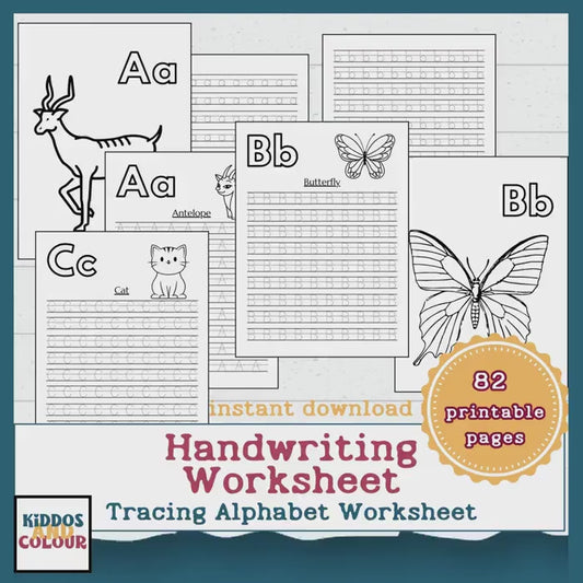 Alphabet Tracing Worksheets for Preschool | ABC Handwriting Practice Printable Activity Book