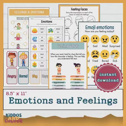 Emotions Worksheets Printable Bundle: Big Feelings Activities & Posters for Kids, Social Emotional Learning, Emotional Faces Recognition