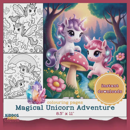 Magical Unicorn Adventure – 35 Unicorn Colouring Pages for Kids | Printable Fantasy Colouring Pages | Cute Unicorns, Creatures and Nature