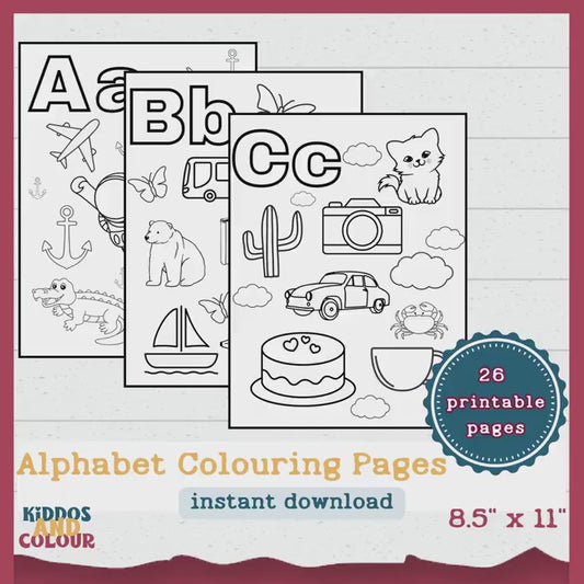 Alphabet Colouring Pages for Toddlers, Pre-schoolers Learning Activity Pages